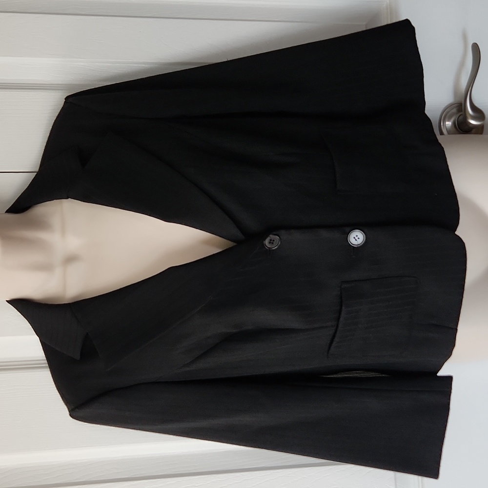 Diane von Furstenberg DVF Black Cropped Blazer Flutter Sleeve Jacket
